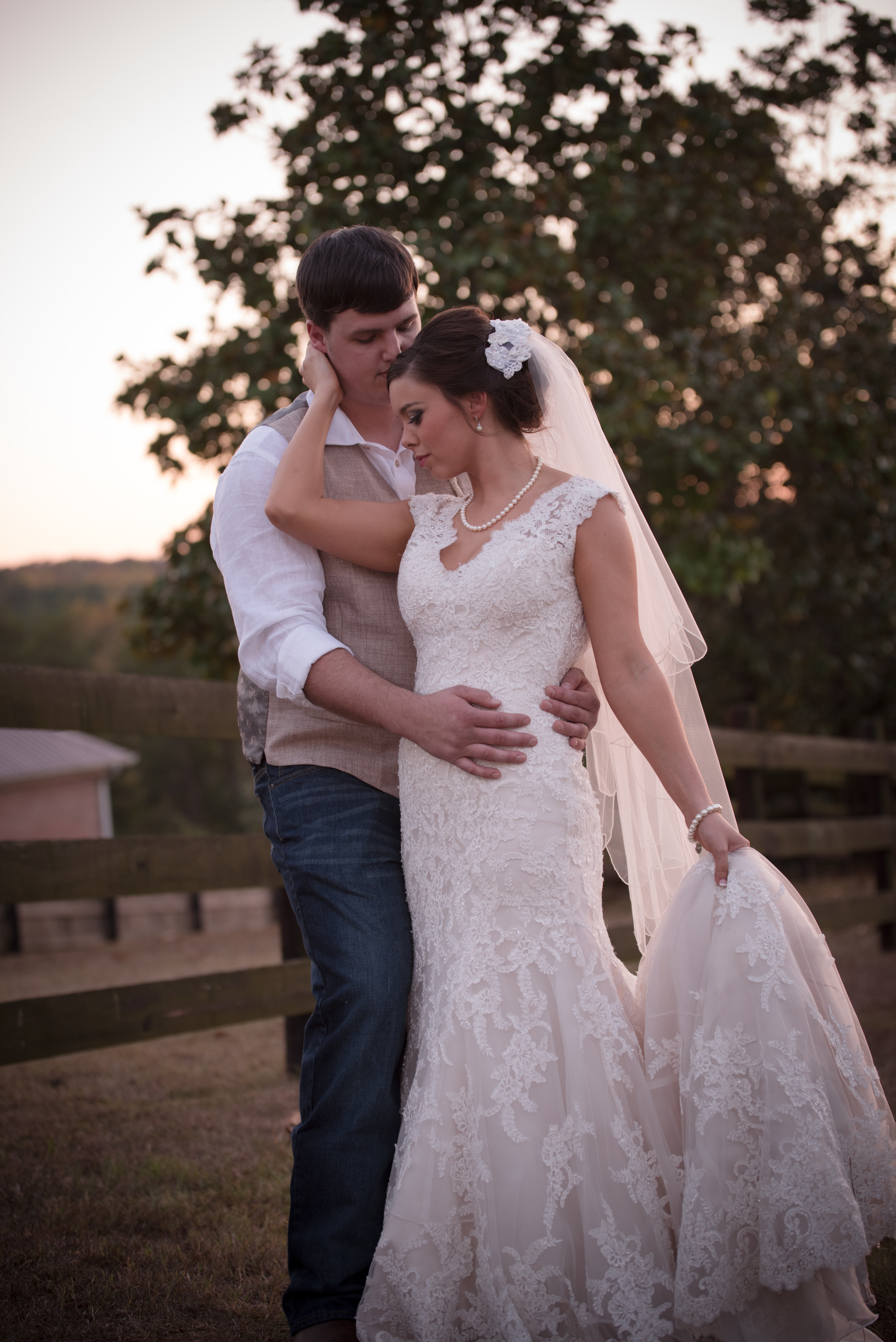 bride and groom posing for couple pictures