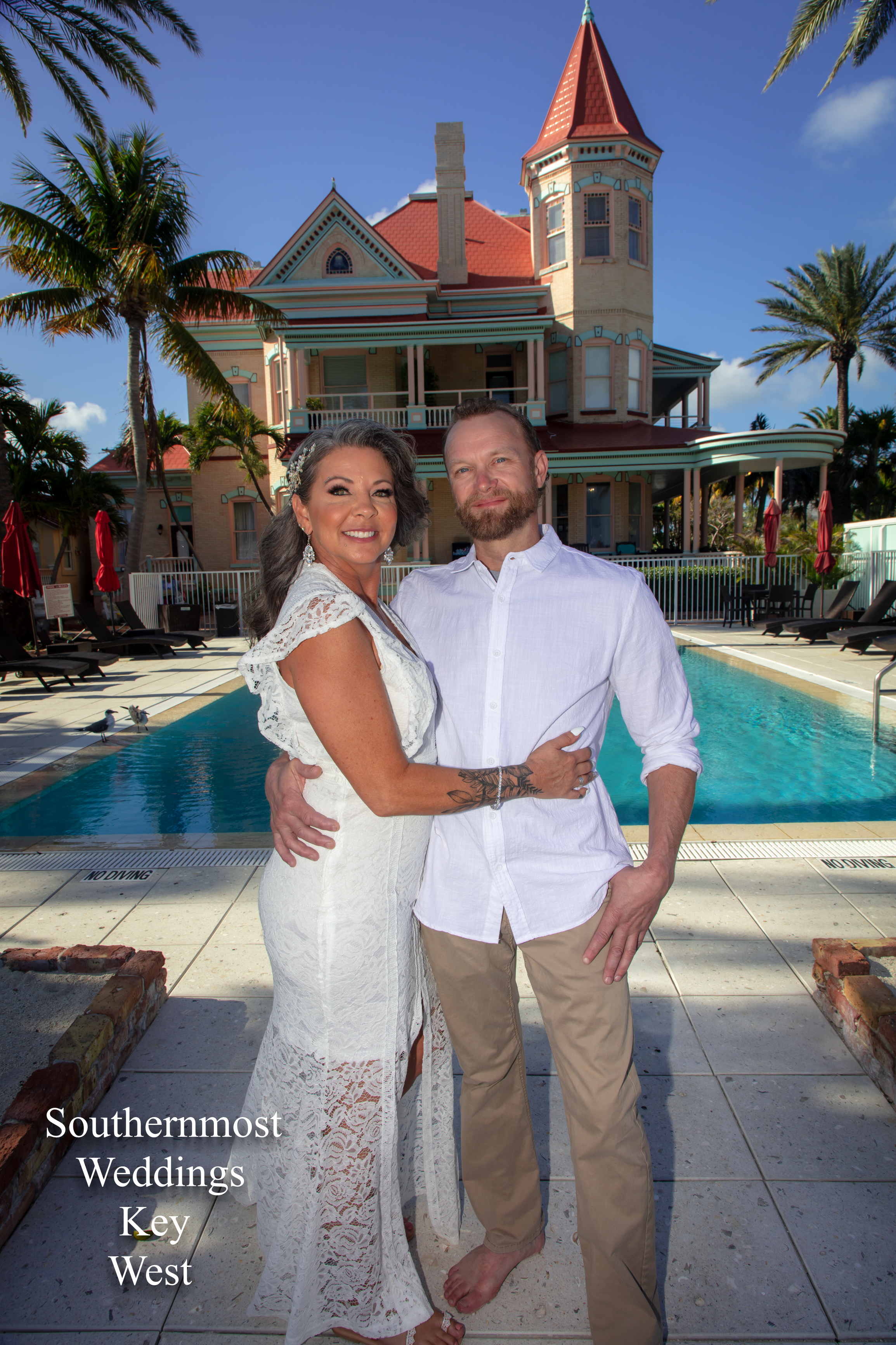 Bride & Groom on Smathers Beach by Southernmost Weddings Key West