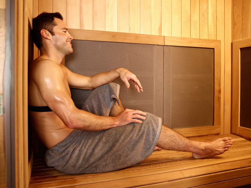 Gentlemen using the Infrared Sauna
